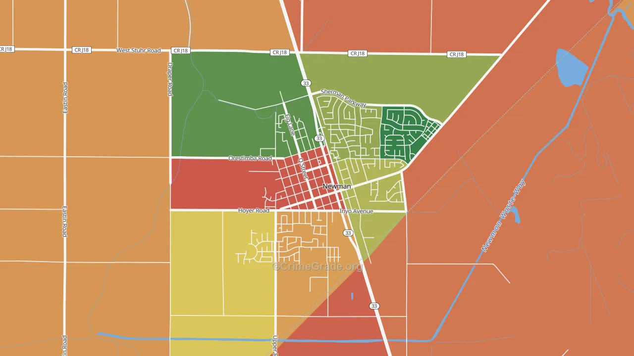 Downtown Newman, Newman, CA Map of Theft Rates