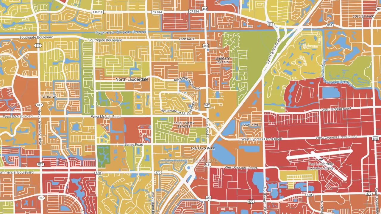 Downtown North Lauderdale, North Lauderdale, FL Map of Theft Rates