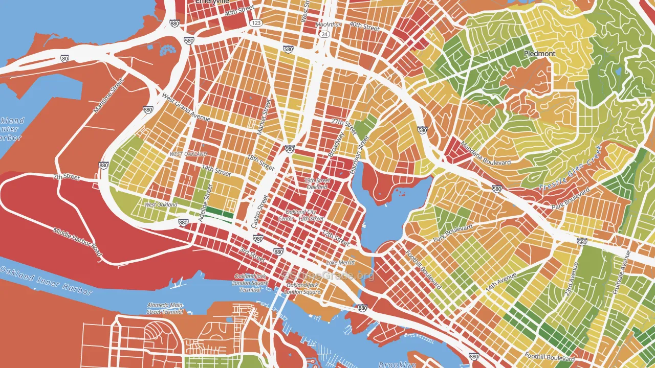 Downtown Oakland, Oakland, CA Map of Theft Rates