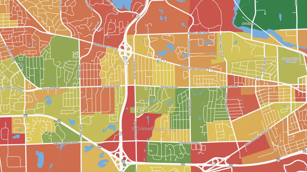 Downtown Pittsfield, Ann Arbor, MI Map of Theft Rates