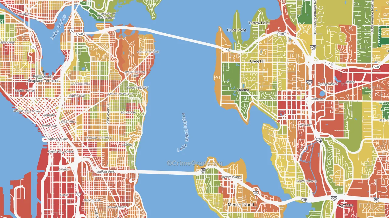 Downtown Seattle, Seattle, WA Map of Theft Rates