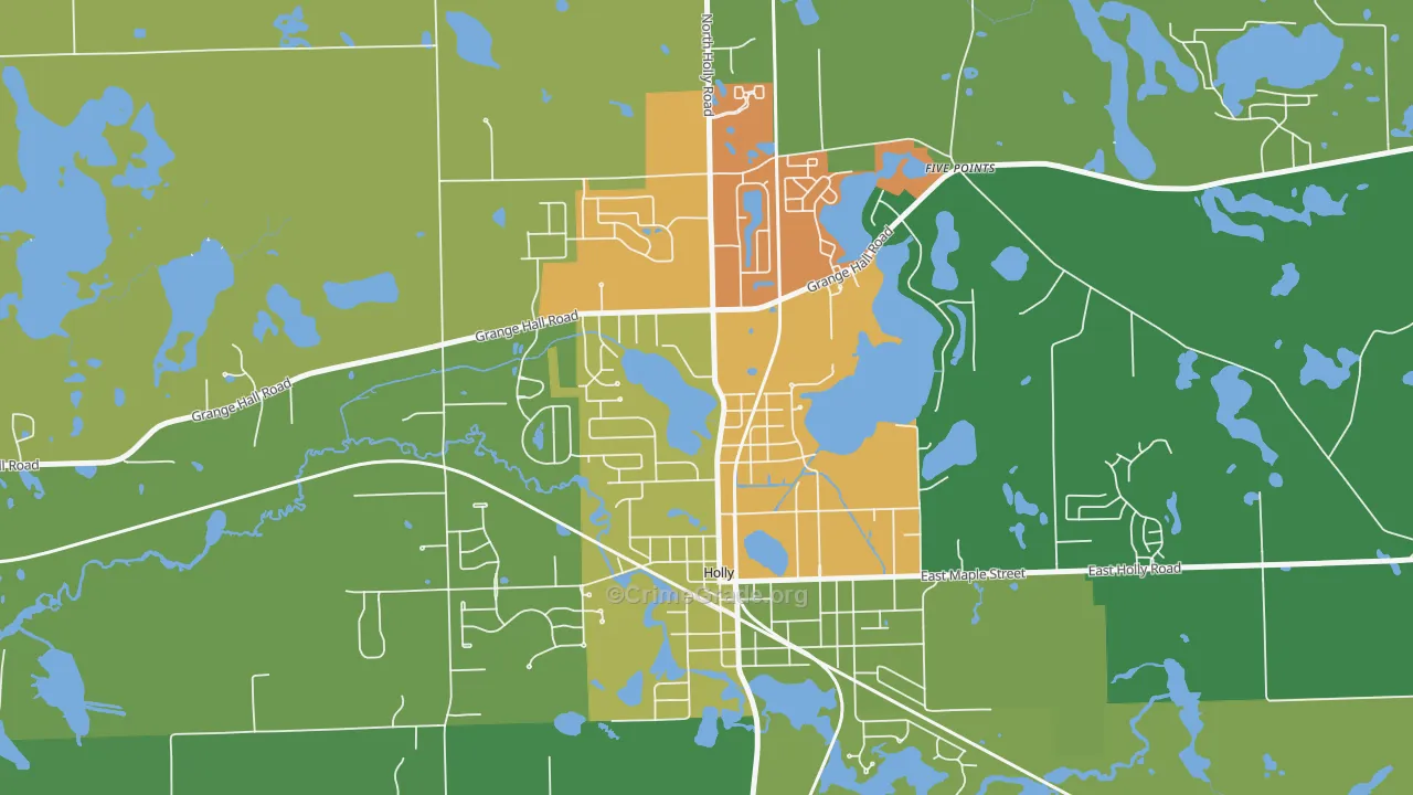 Downtown Village of Holly, Holly, MI Map of Theft Rates