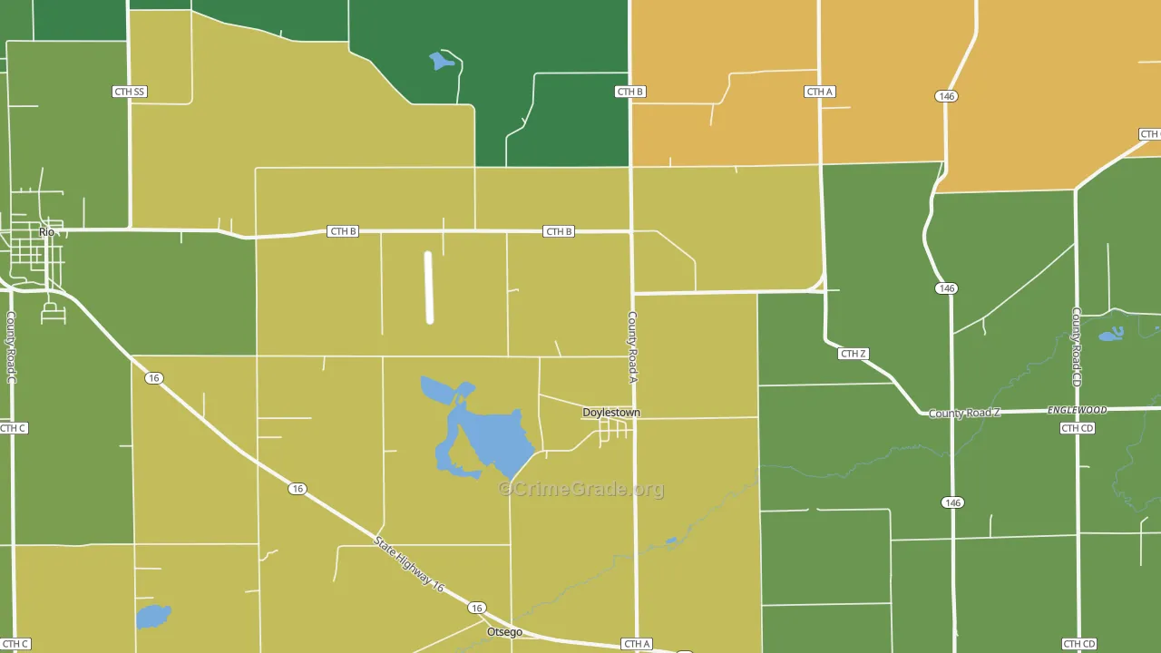 Doylestown, WI Map of Theft Rates