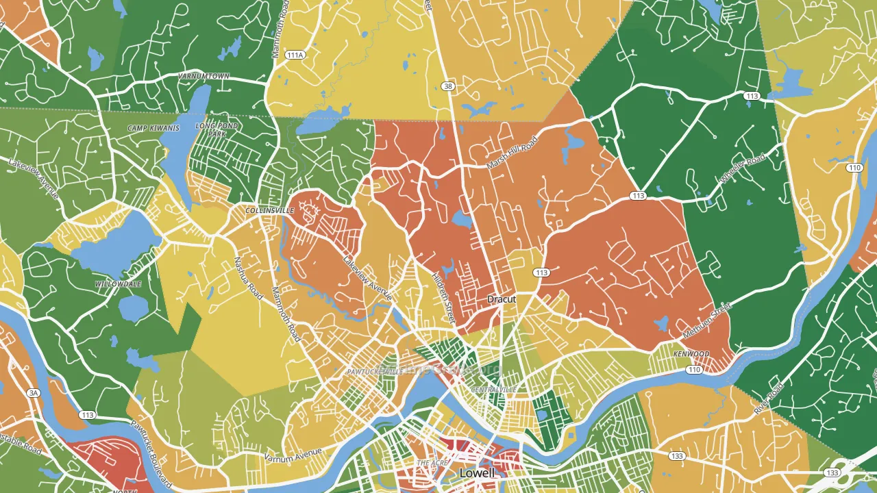 Dracut, MA Map of Theft Rates
