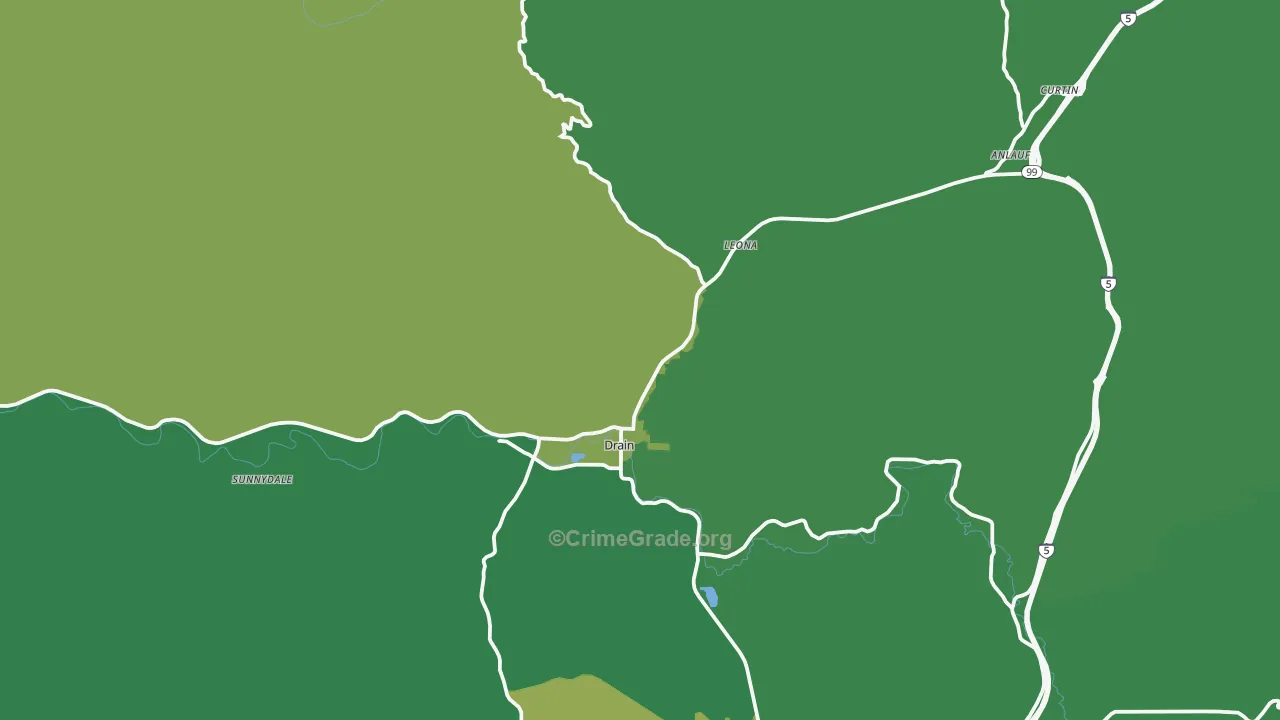 Drain, OR Map of Theft Rates