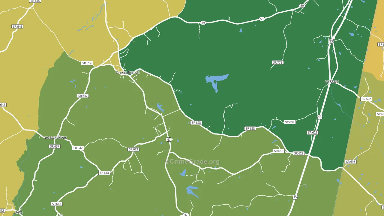 Drakes Branch, VA Map of Theft Rates