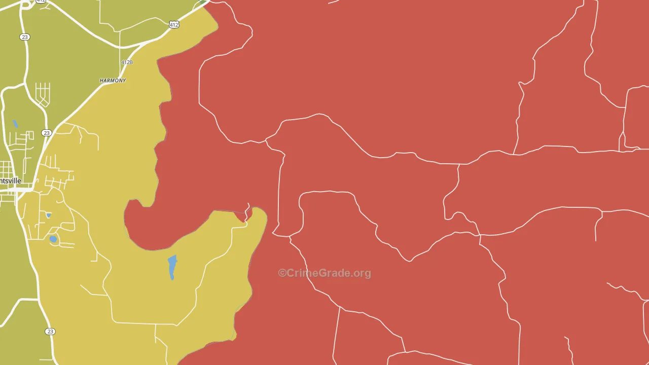 Drakes Creek, AR Map of Theft Rates