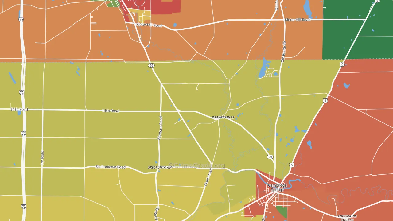 Drakes Mills, PA Map of Theft Rates