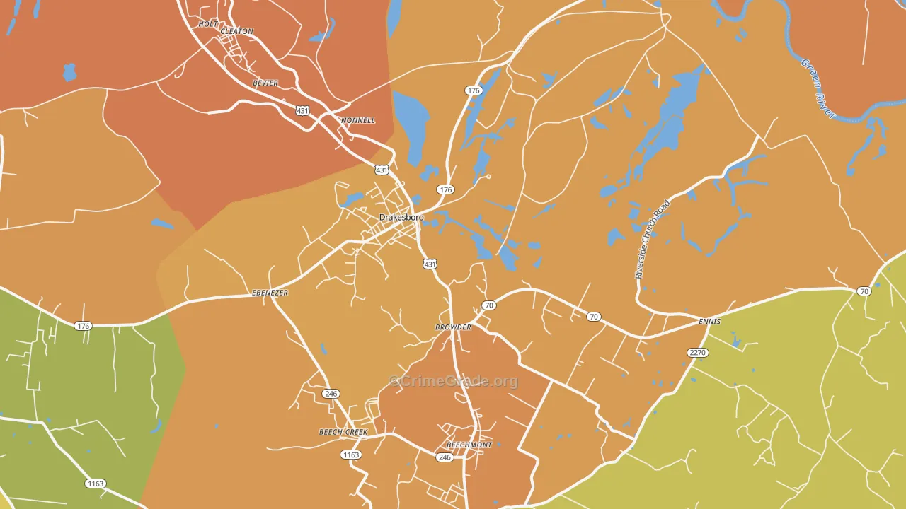 Drakesboro, KY Map of Theft Rates