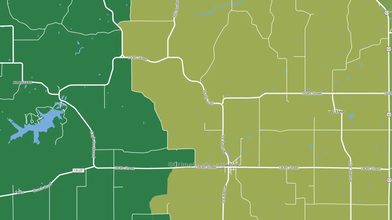 Drakesville, IA Map of Theft Rates