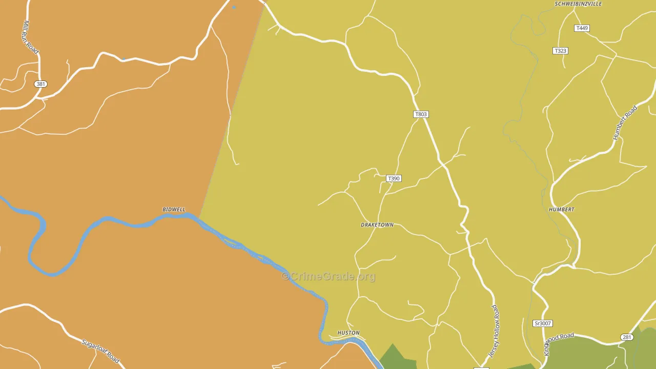 Draketown, PA Map of Theft Rates