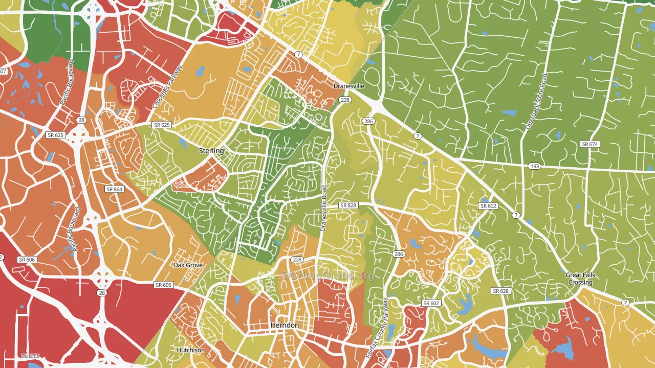 Dranesville, VA Map of Theft Rates