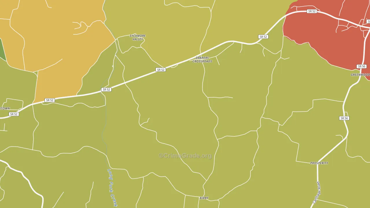 Drapers Crossroads, TN Map of Theft Rates