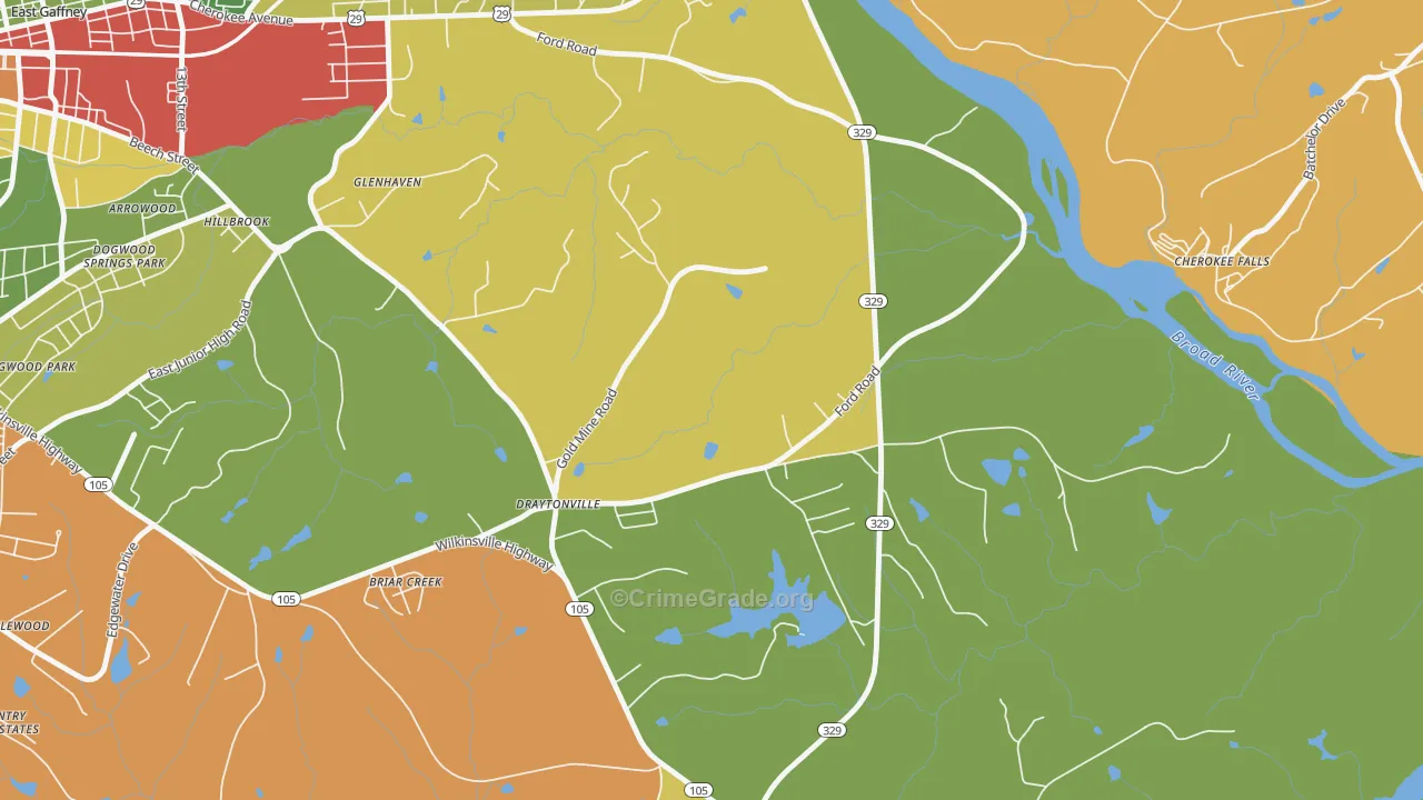 Draytonville, SC Map of Theft Rates