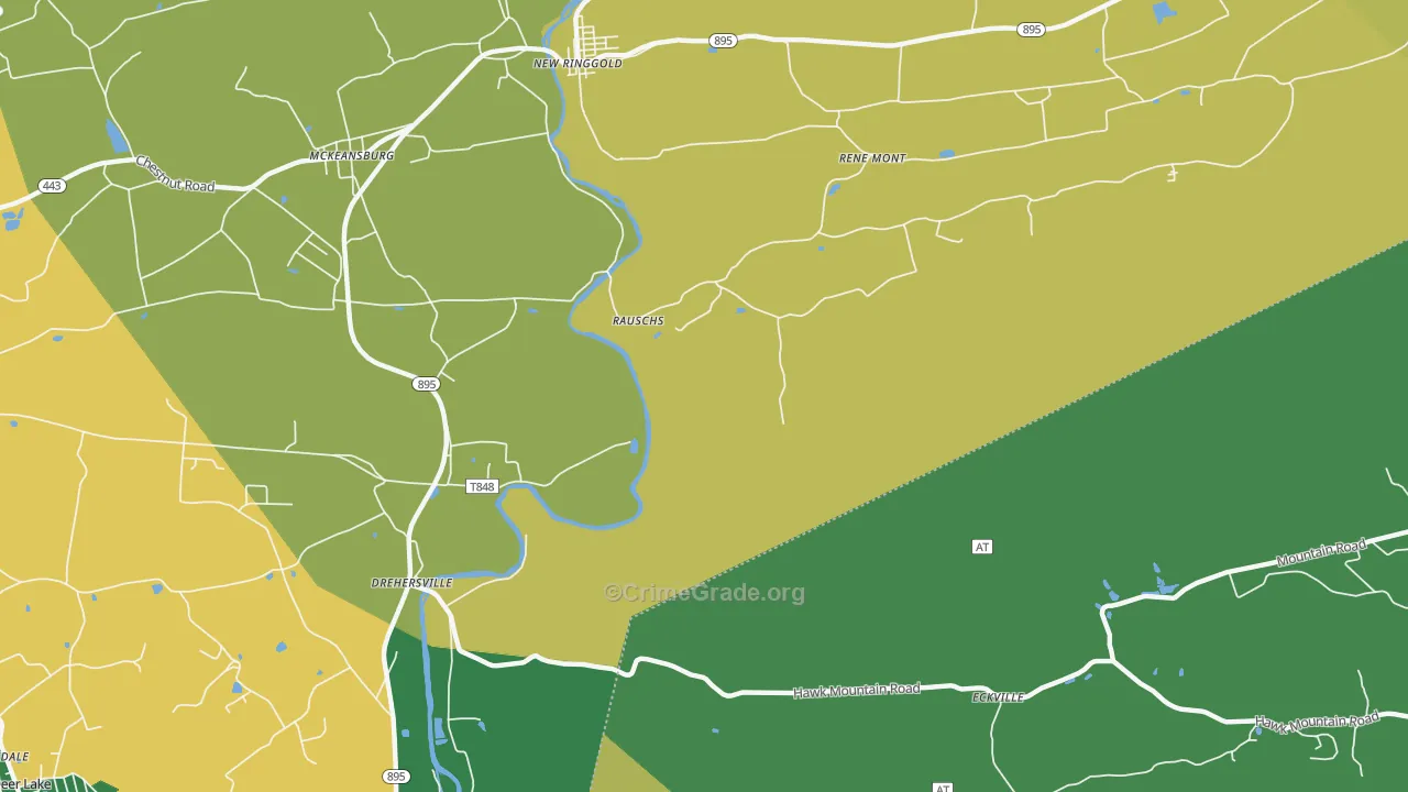 Drehersville, PA Map of Theft Rates