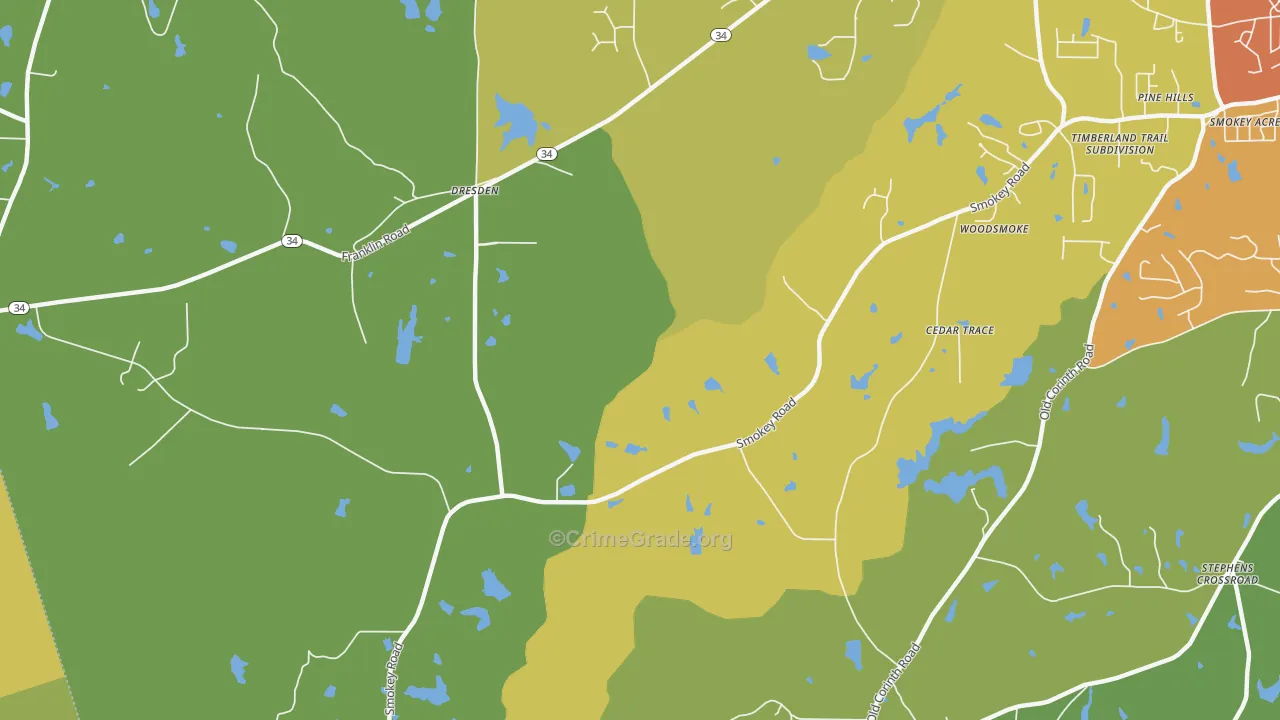 Dresden, GA Map of Theft Rates