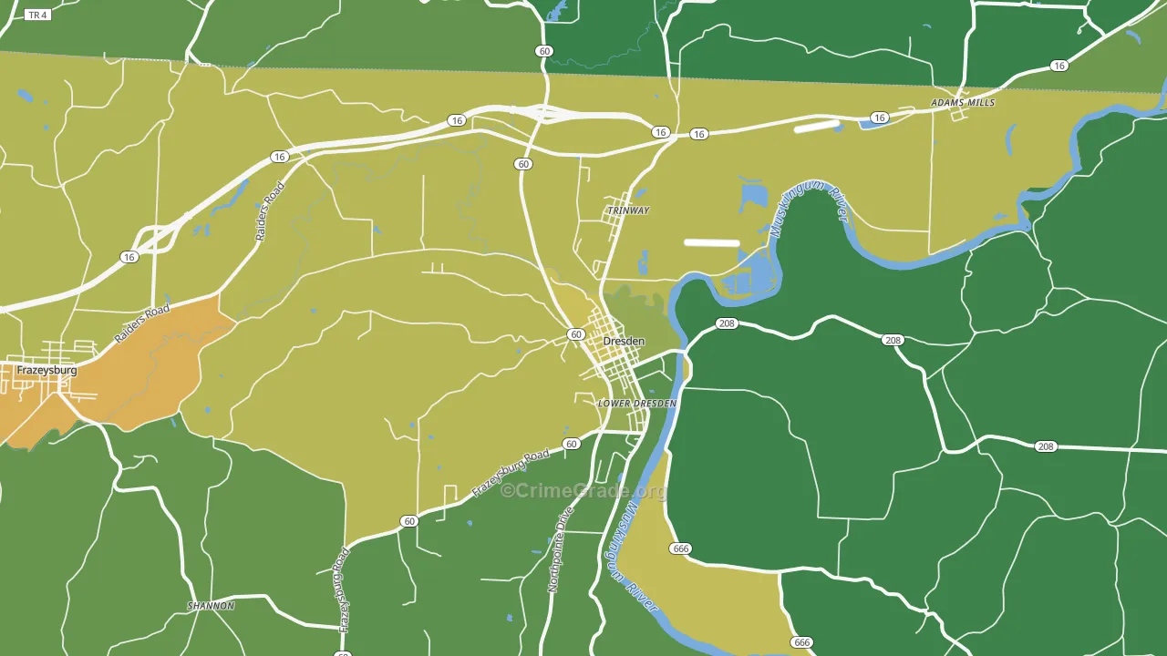 Dresden, OH Map of Theft Rates