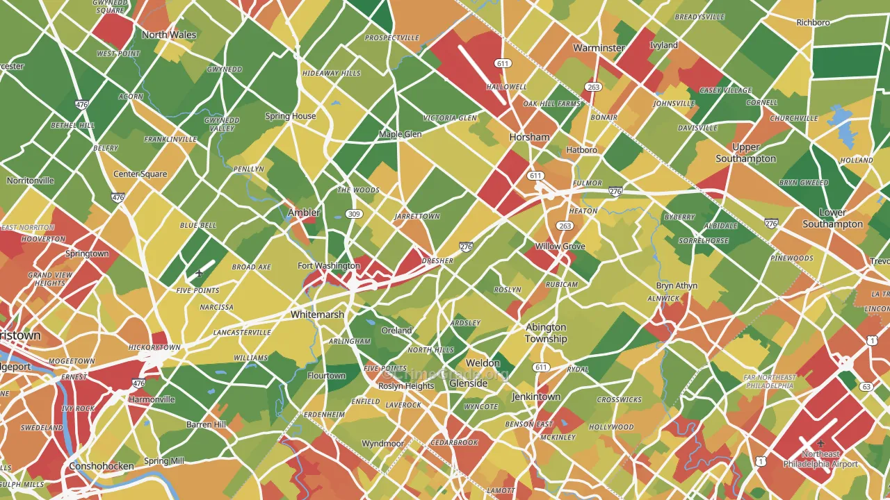 Dresher, PA Map of Theft Rates