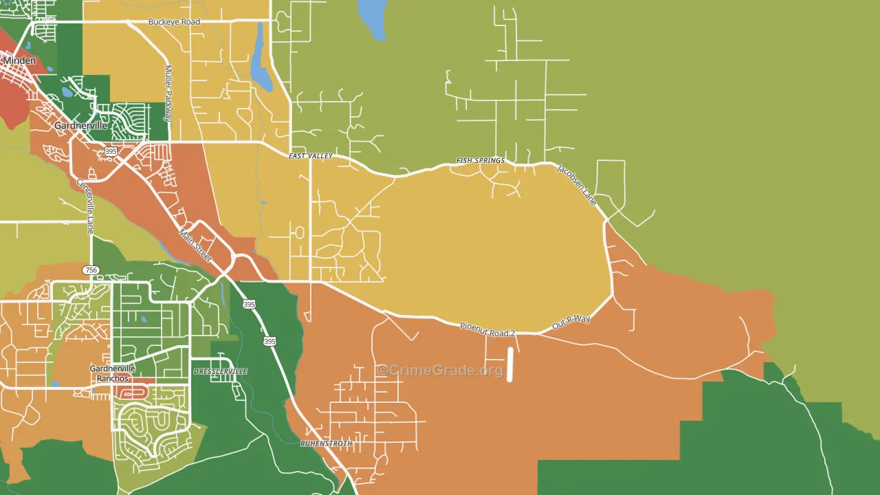 Dresslerville, NV Map of Theft Rates