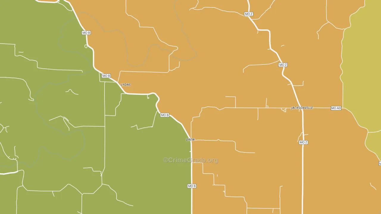 Drew, MO Map of Theft Rates