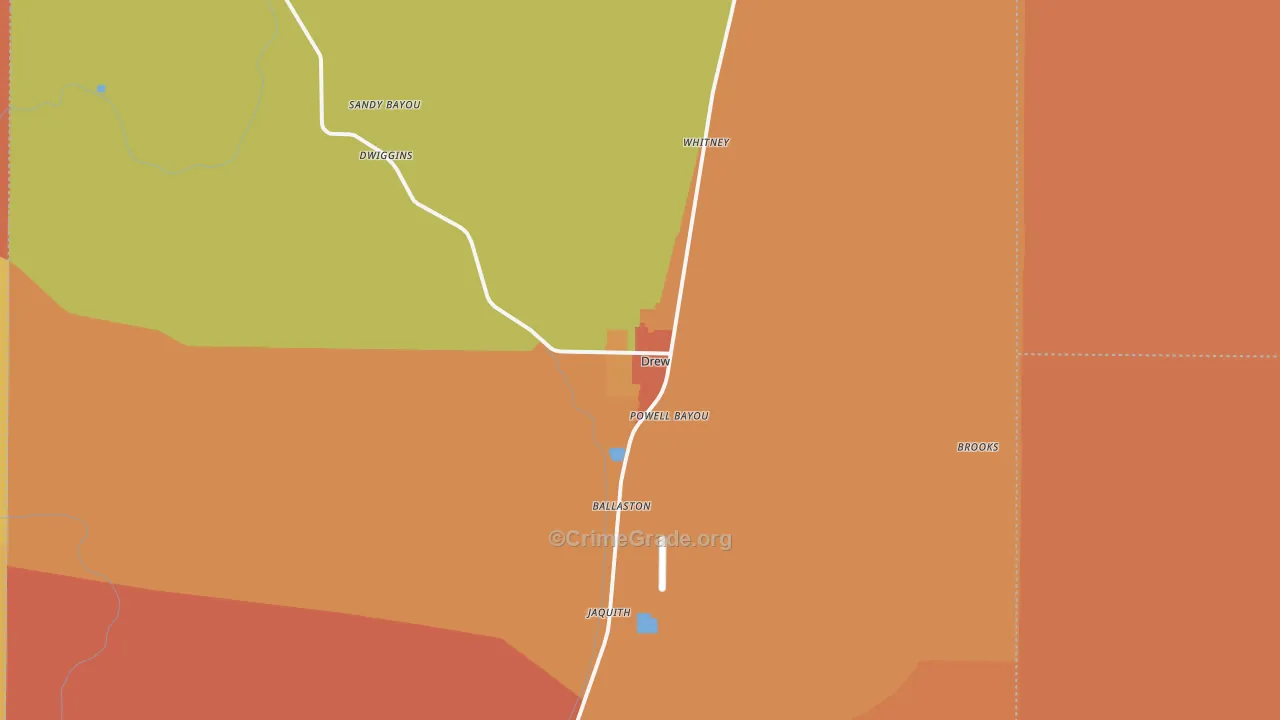 Drew, MS Map of Theft Rates
