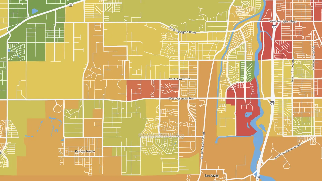 Drexel Heights, AZ Map of Theft Rates