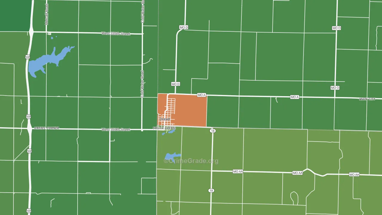 Drexel, MO Map of Theft Rates
