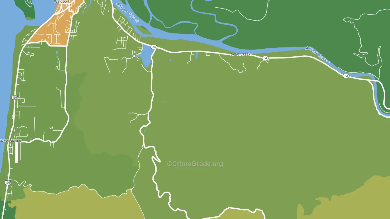 Drift Creek, OR Map of Theft Rates