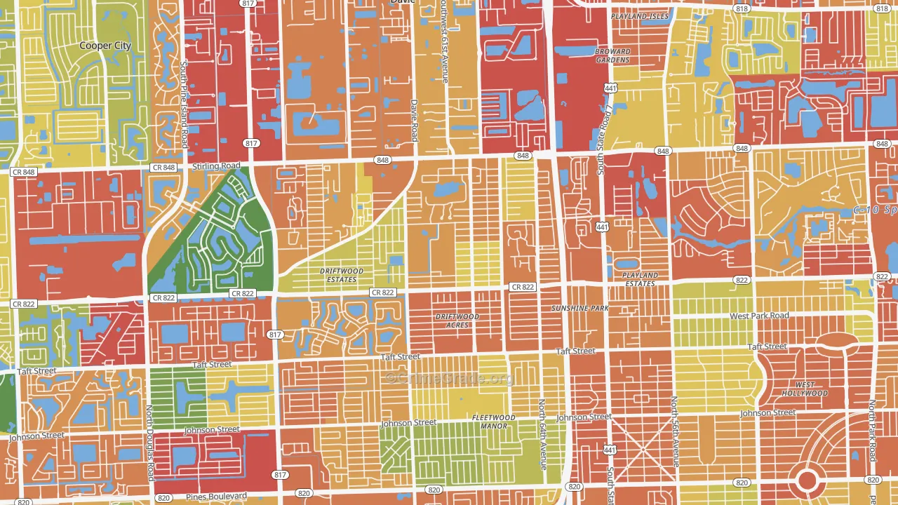 Driftwood, Hollywood, FL Map of Theft Rates