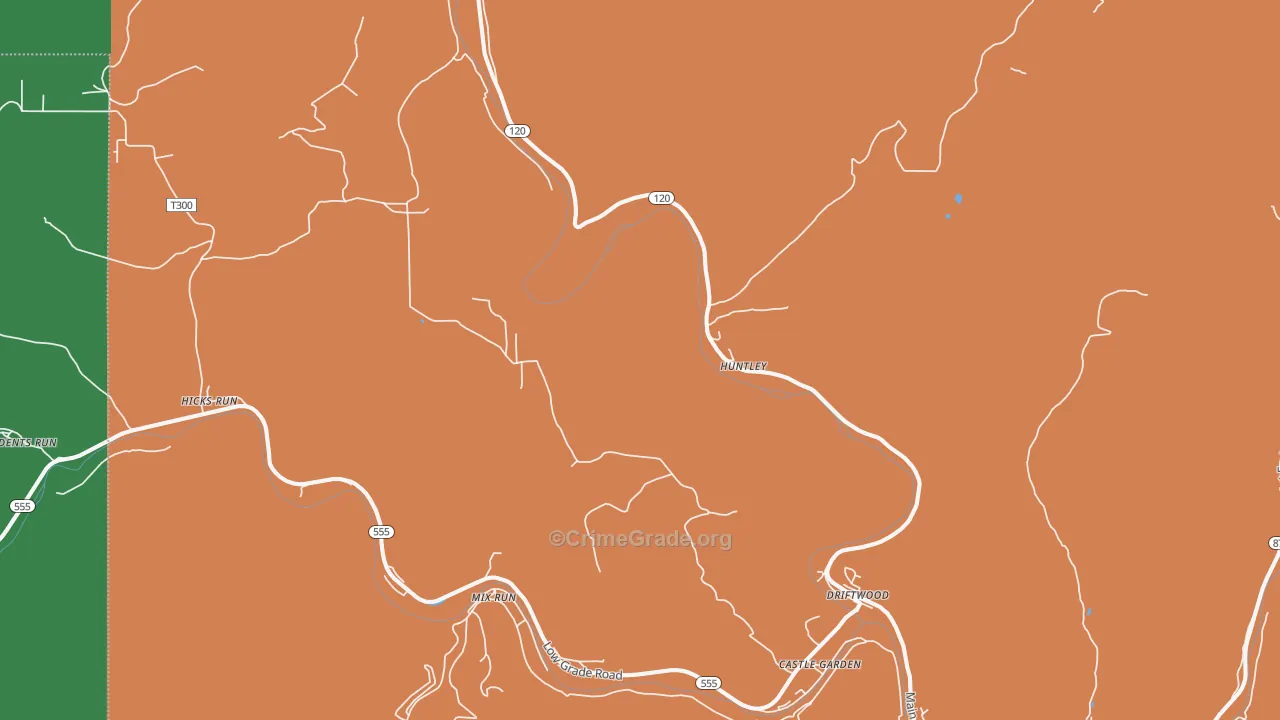 Driftwood, PA Map of Theft Rates