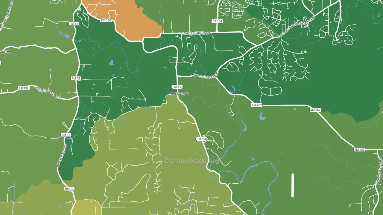 Driftwood, TX Map of Theft Rates