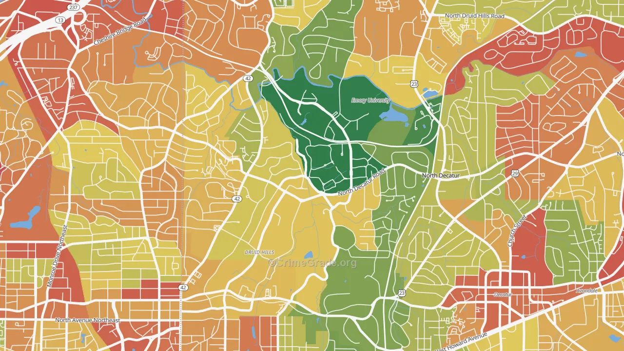 Druid Hills, GA Map of Theft Rates
