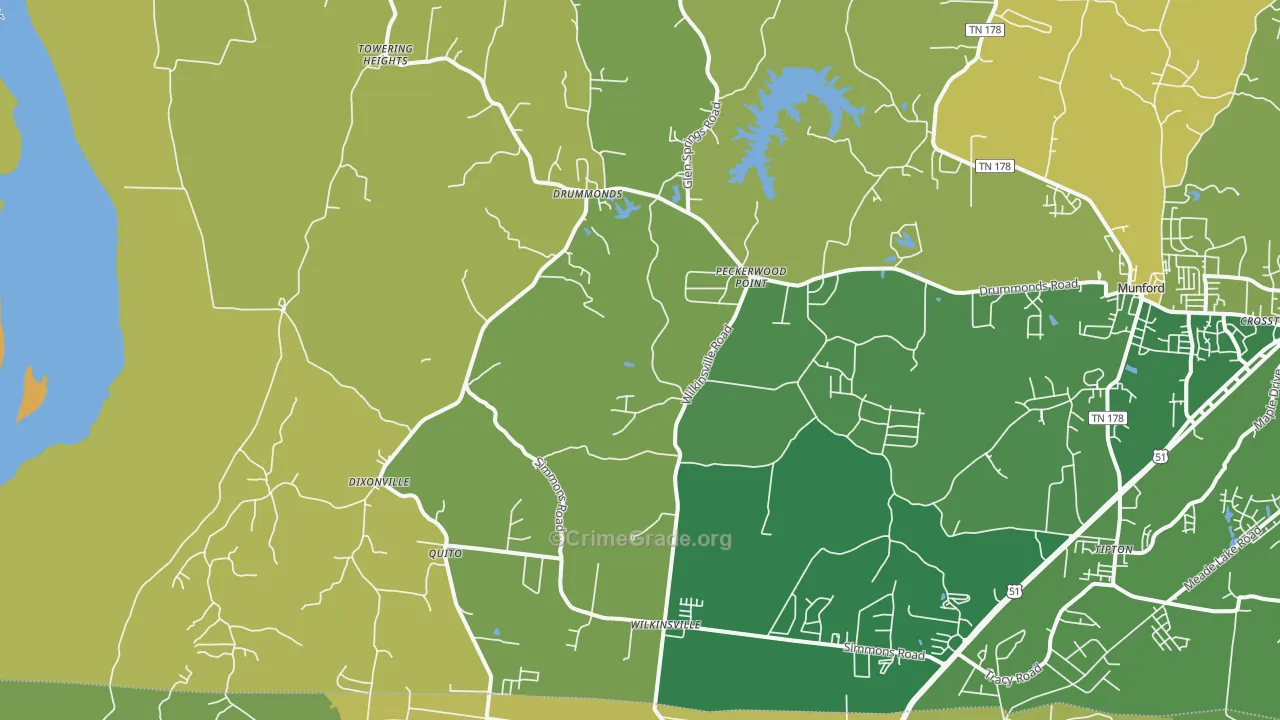 Drummonds, TN Map of Theft Rates