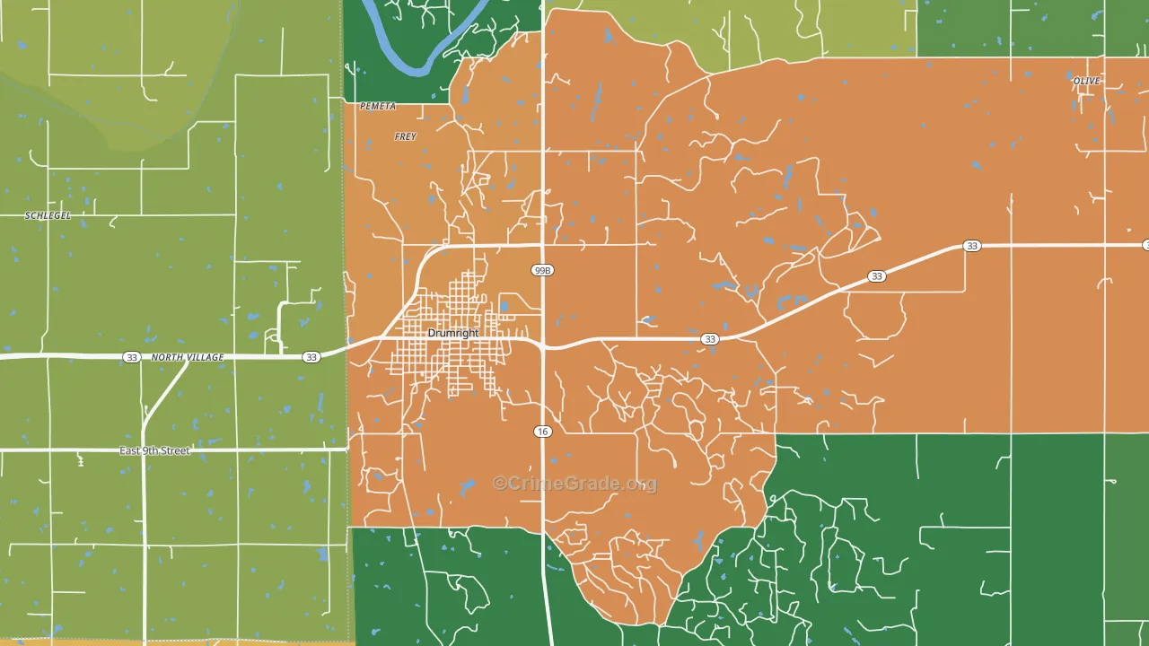 Drumright, OK Map of Theft Rates