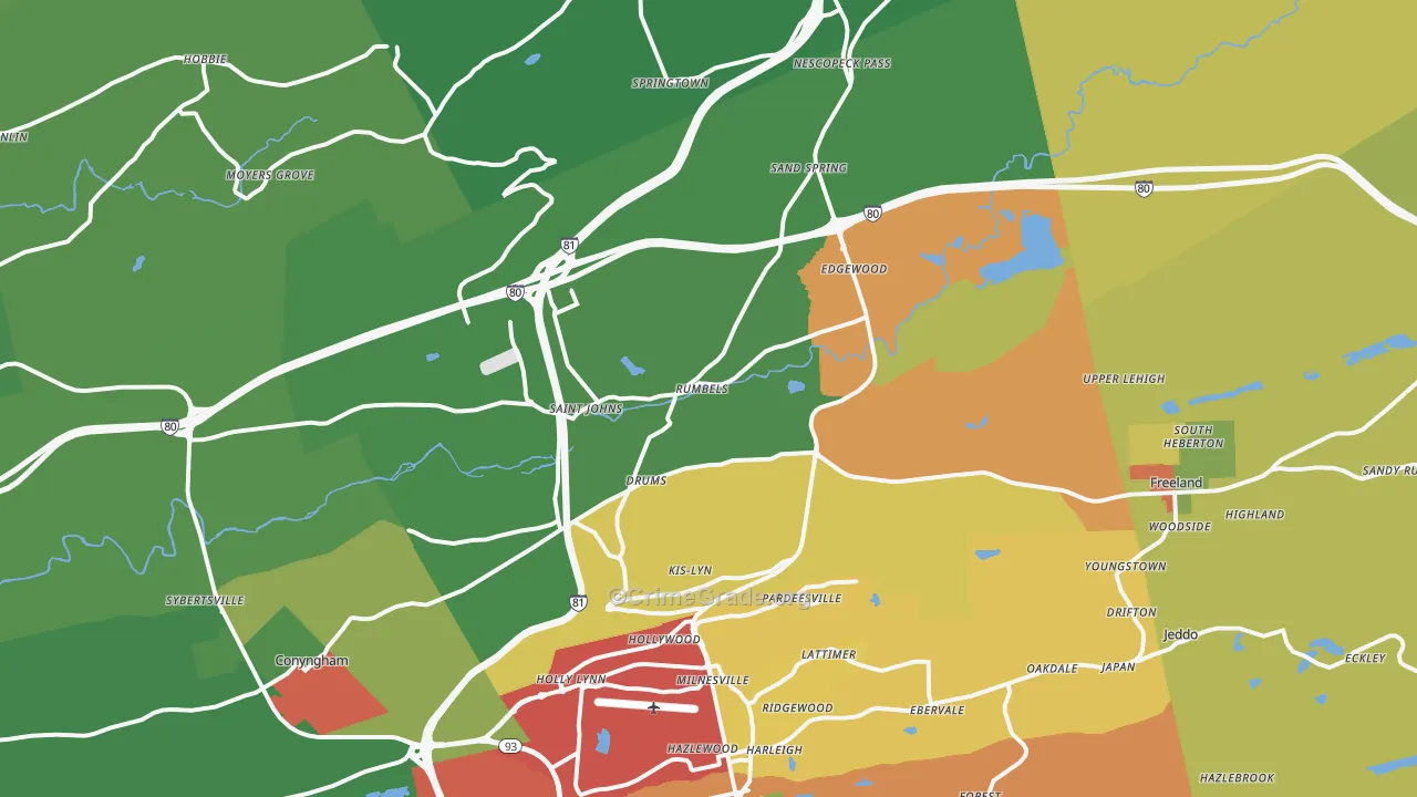 Drums, PA Map of Theft Rates