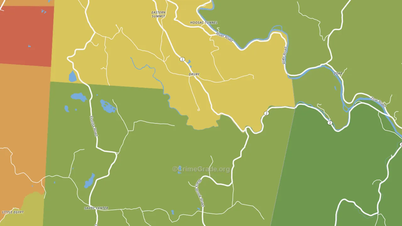 Drury, MA Map of Theft Rates