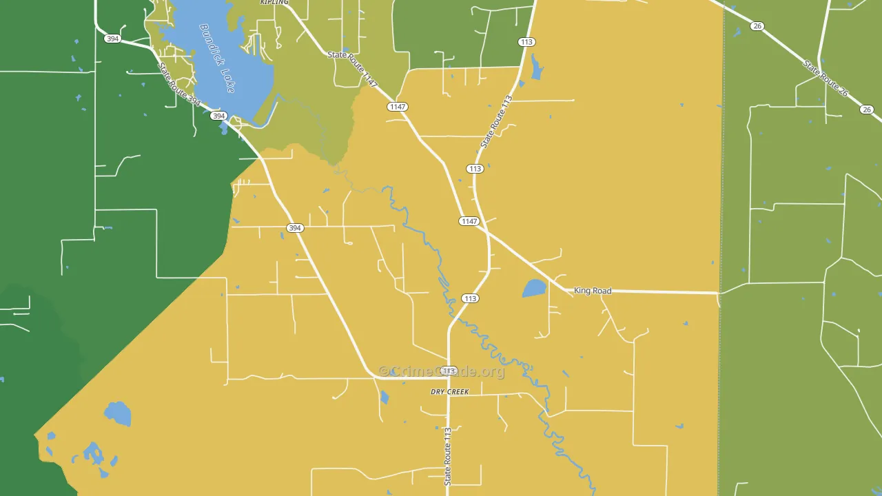 Dry Creek, LA Map of Theft Rates