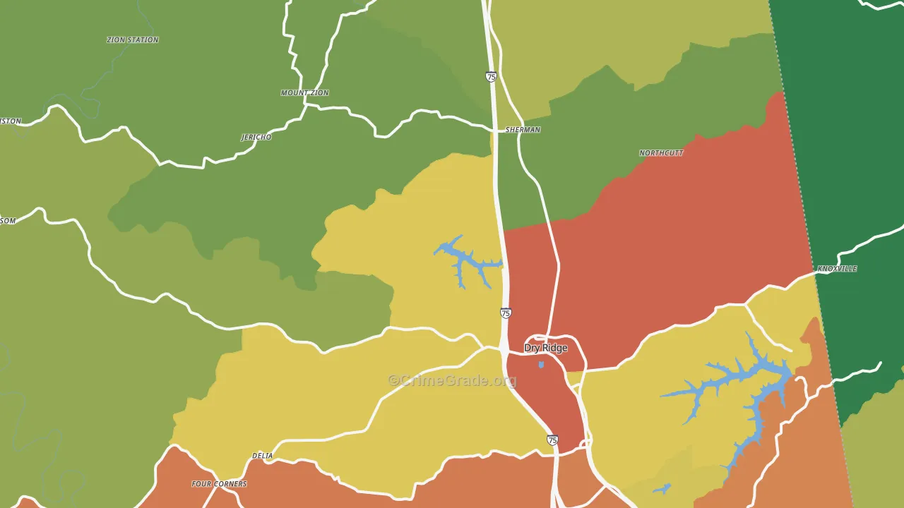 Dry Ridge, KY Map of Theft Rates
