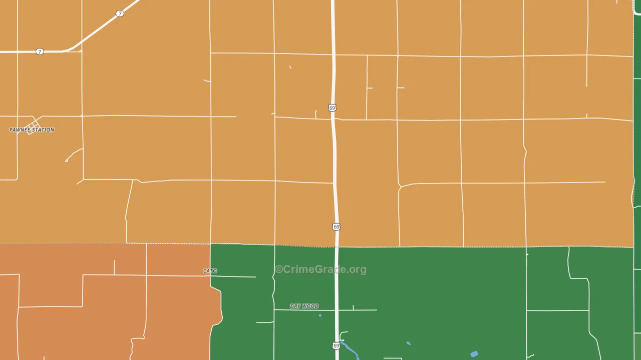 Dry Wood, KS Map of Theft Rates