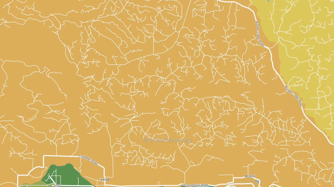 Dryad, WA Map of Theft Rates