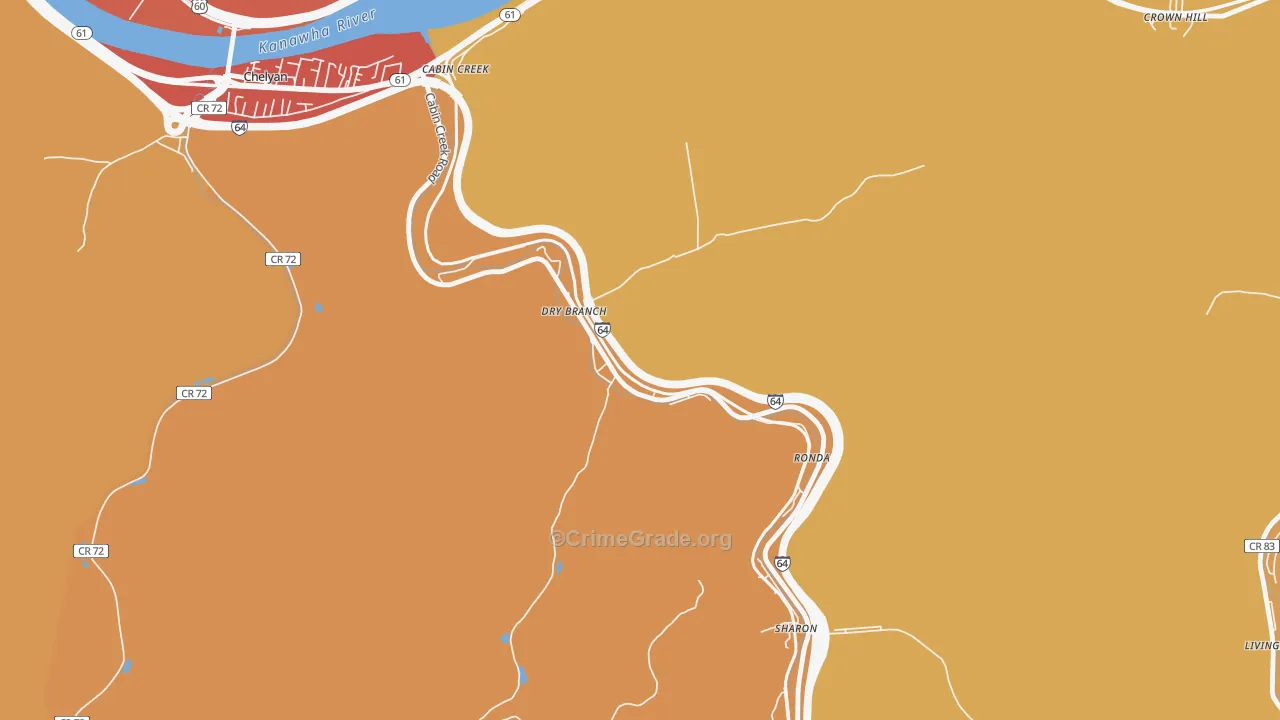 Drybranch, WV Map of Theft Rates