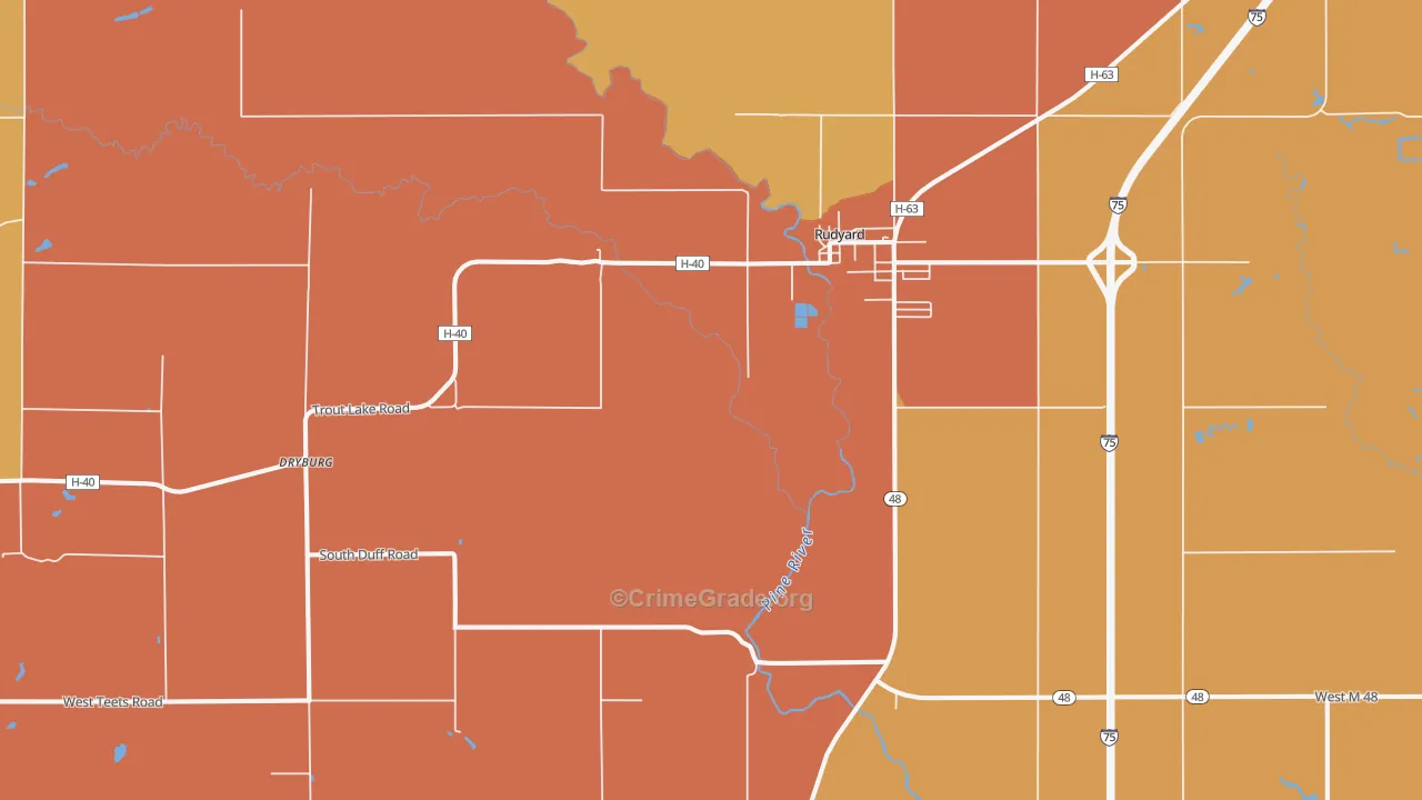 Dryburg, MI Map of Theft Rates