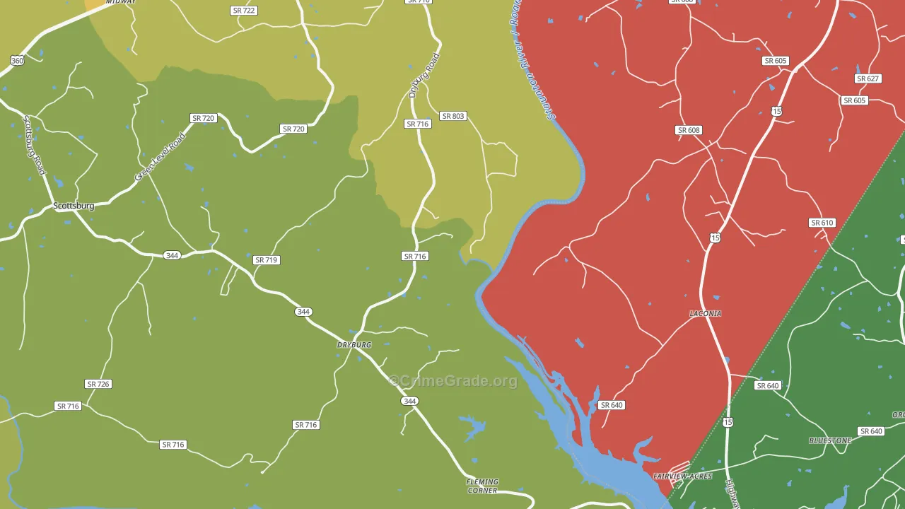 Dryburg, VA Map of Theft Rates