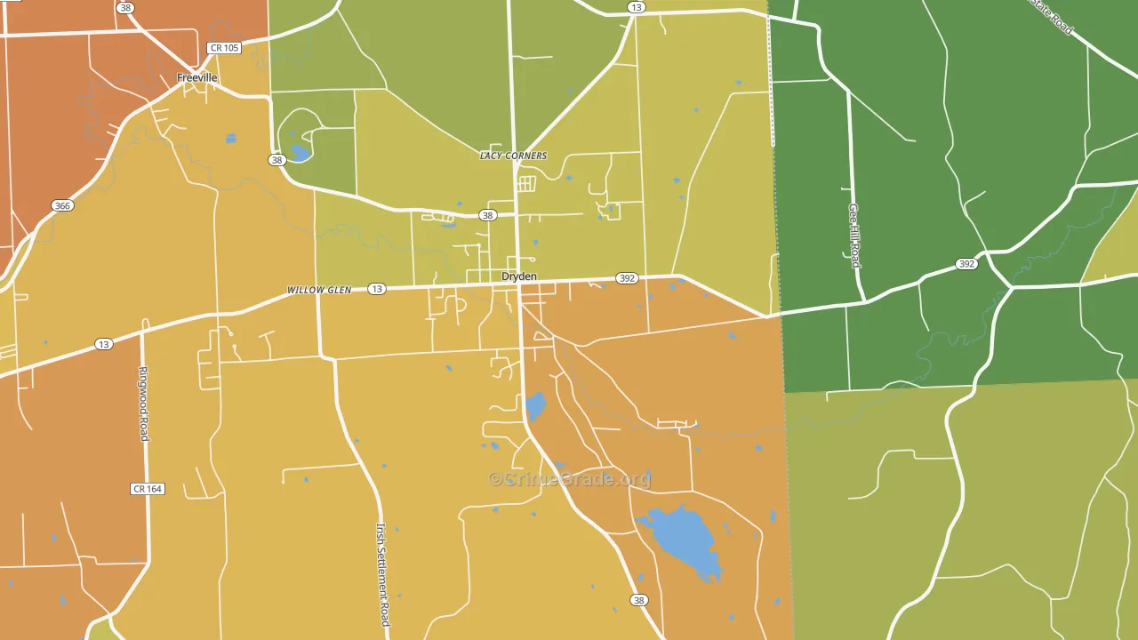 Dryden, NY Map of Theft Rates
