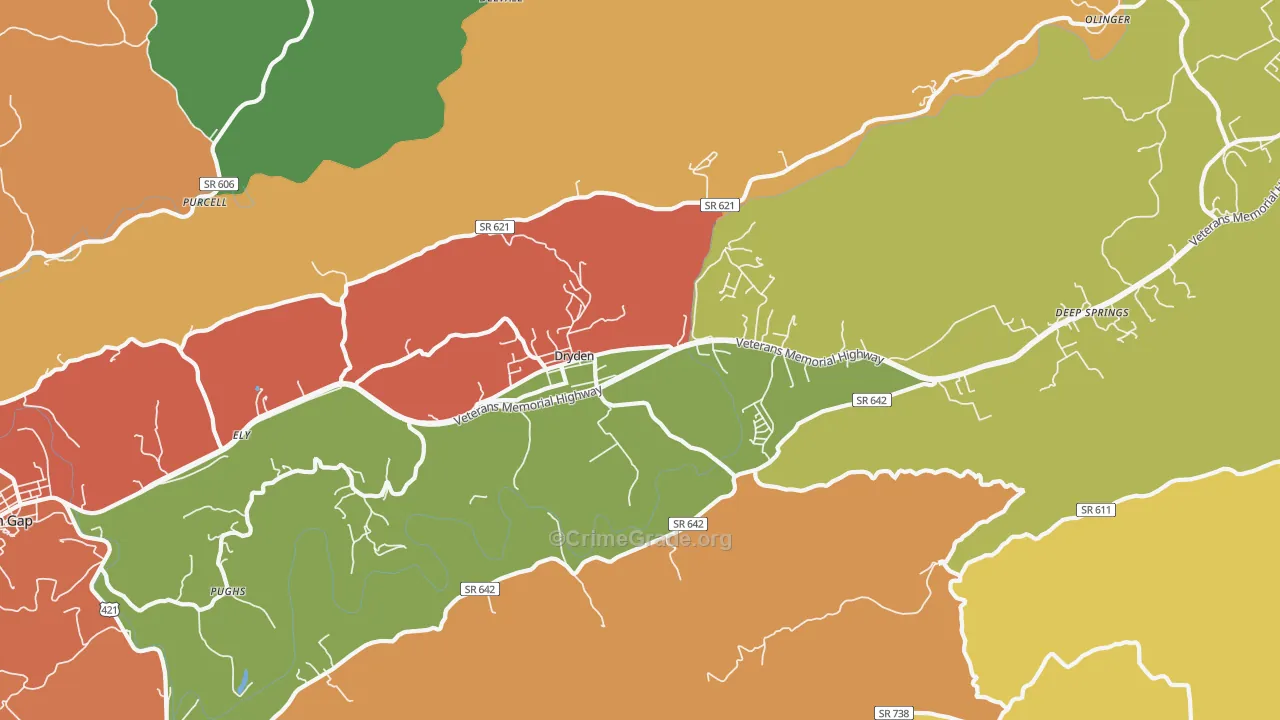 Dryden, VA Map of Theft Rates