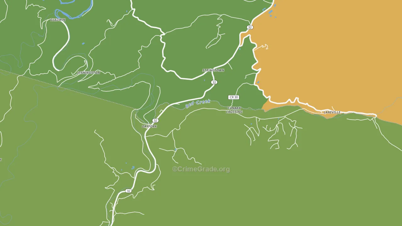 Dryfork, WV Map of Theft Rates