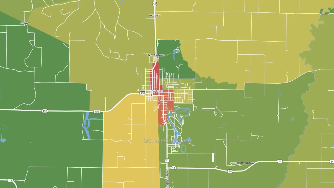 Du Quoin, IL Map of Theft Rates