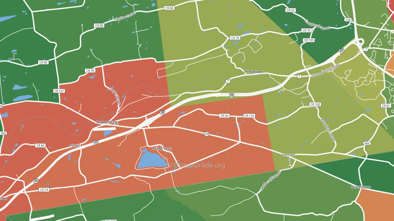 Duanesburg, NY Map of Theft Rates