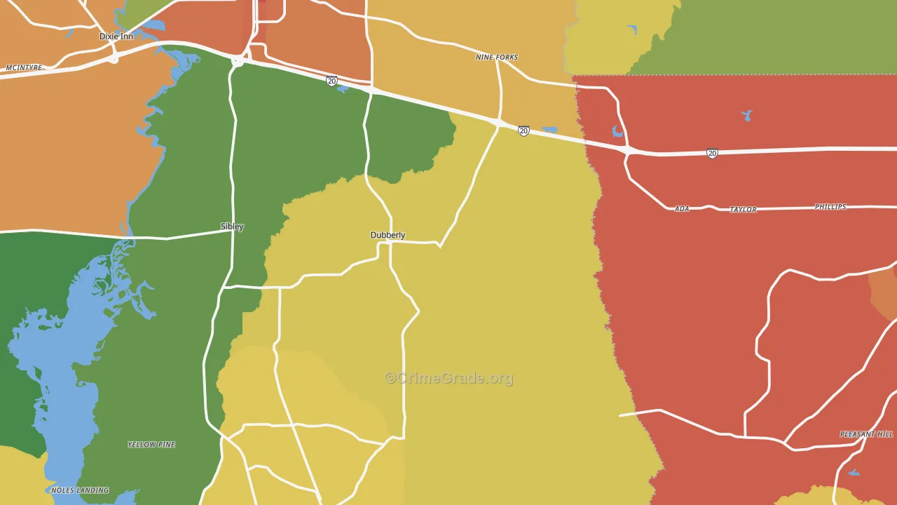 Dubberly, LA Map of Theft Rates