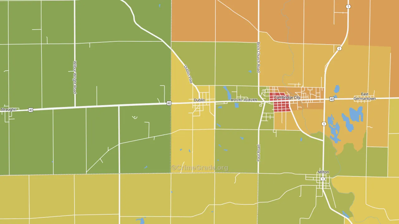 Dublin, IN Map of Theft Rates